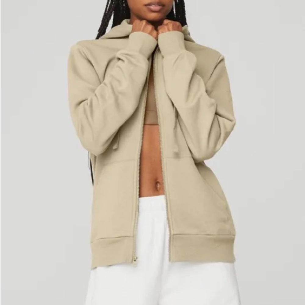 Alo everyday full zip hoodie in California sand
